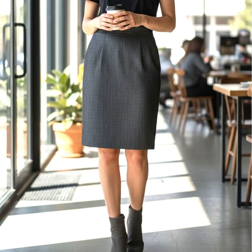 Marie Brunon Paris Vintage Gray Wool Blend Pencil Skirt France EU 42 US 10/12